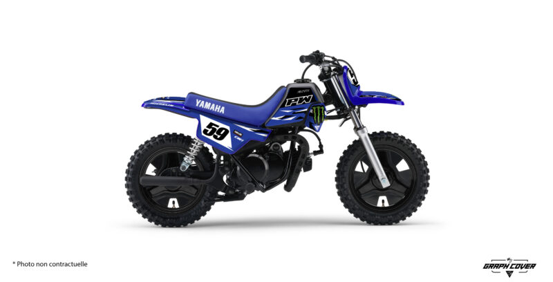 Kit déco Yamaha PW personnalisable pour motocross enfant, livraison rapide, meilleur prix, qualité pro, conseils et pose facile, fabriqué en France