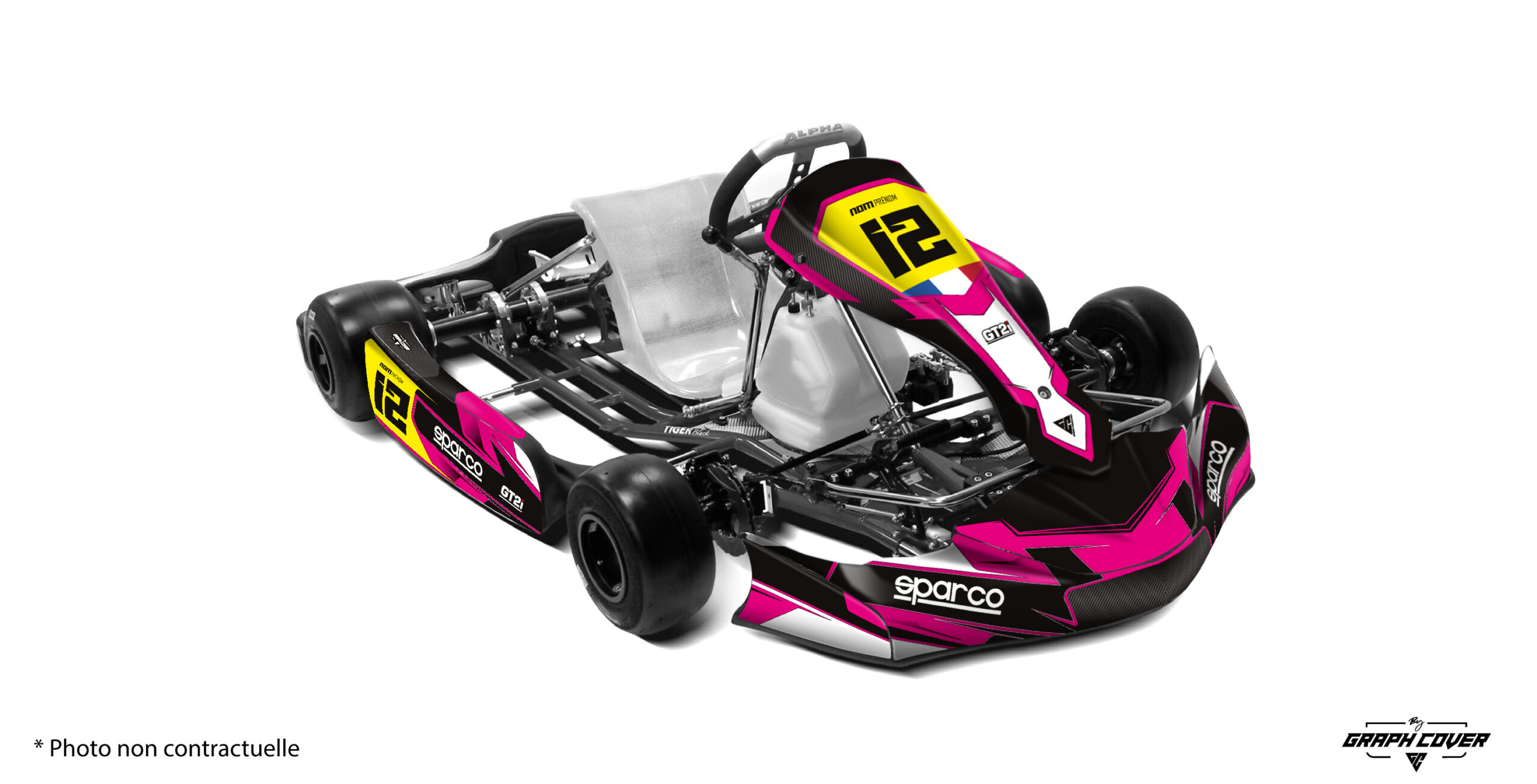 KG-FP7-Spectra-rose-3D Le kit déco Spectra est conçu pour les pilotes de karting cherchant à personnaliser leur KG FP7 avec un design unique et percutant.