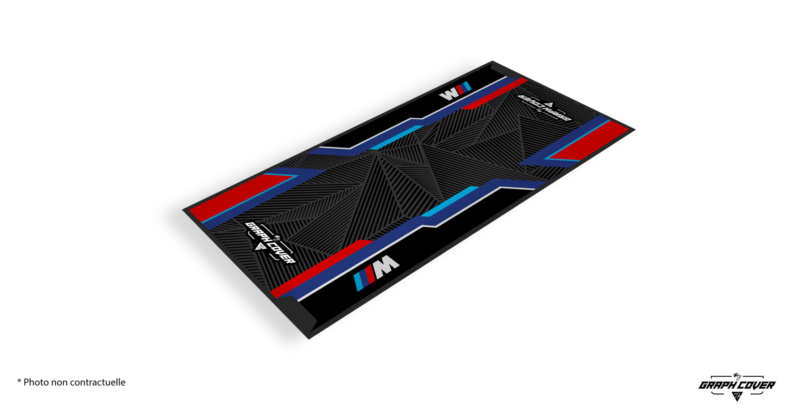 TAPISMOTOMODEL1BMW95x200_3D Protégez votre sol grâce au tapis environnemental moto BMW, conçu spécialement pour les passionnés de vitesse et de sports mécaniques !