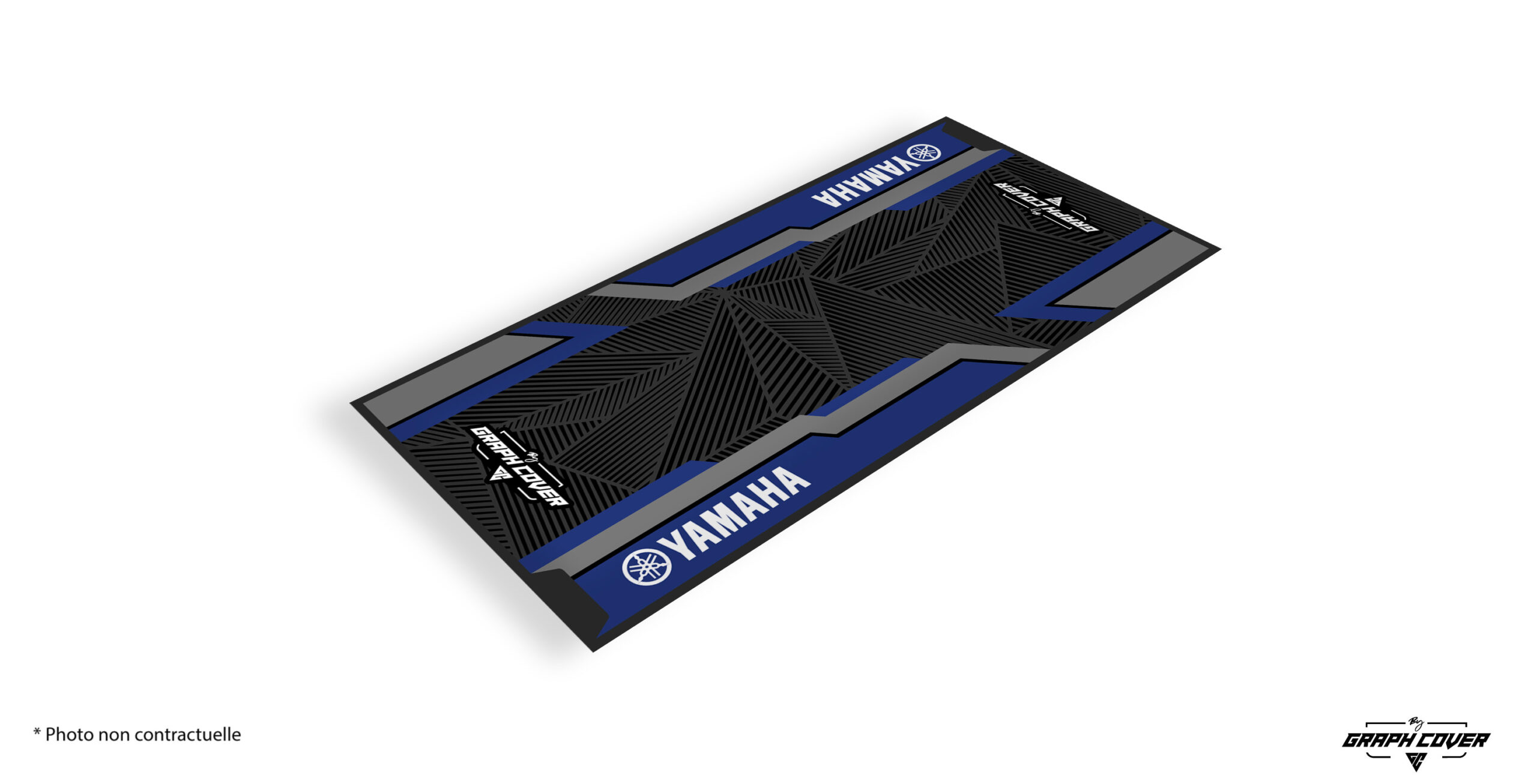 TAPISMOTOMODEL1YAMAHA95x200_3D Protégez votre sol grâce au tapis environnemental moto YAMAHA M1, conçu spécialement pour les passionnés de vitesse et de sports mécaniques !