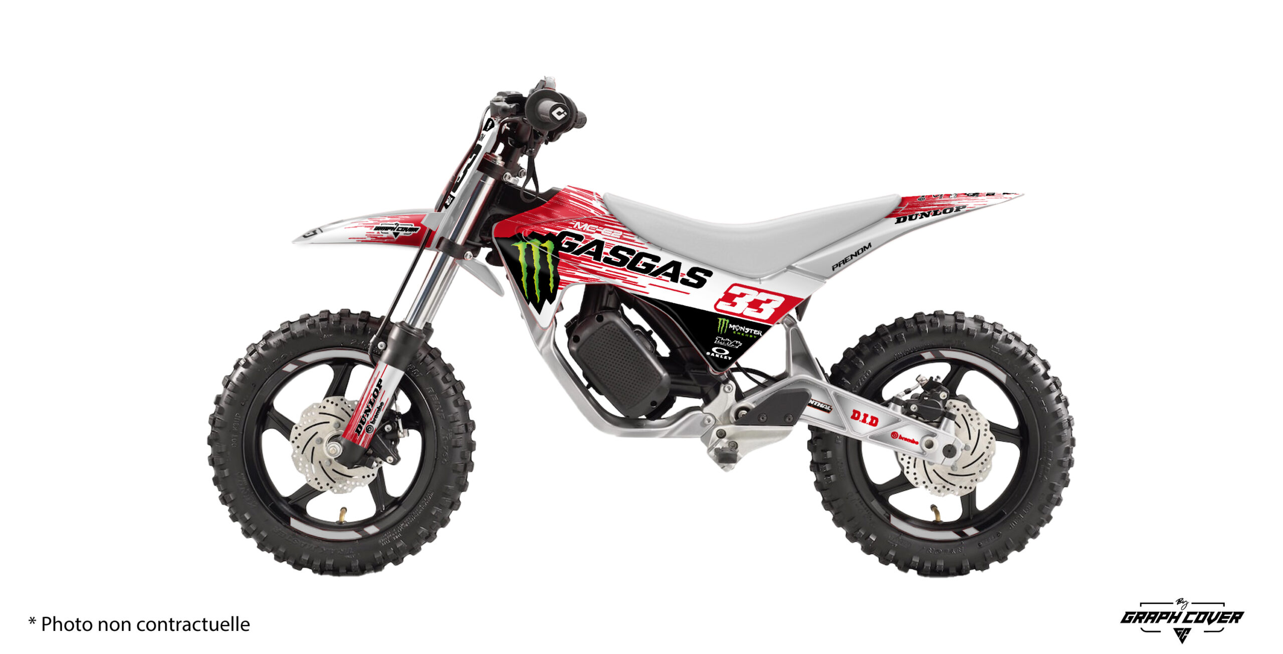 Gasgas-MC-E2-24+-Cairo-blanc-3D Offrez à votre enfant une moto unique avec le kit déco MC-E 2 GasGas. Commandez dès maintenant et démarquez-vous sur toutes les pistes avec Graph Cover, le spécialiste des décorations moto sur mesure.