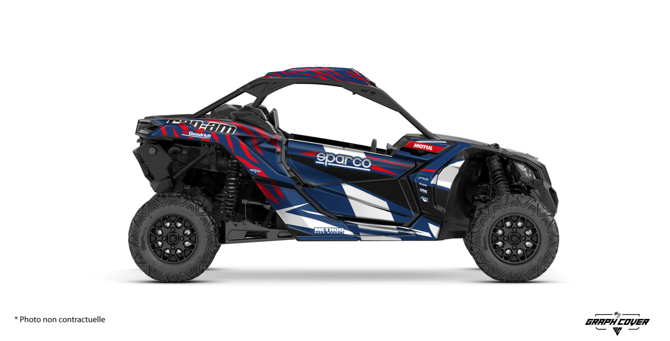Maverick-X3_Safari-Bleu-Rouge-3D Kit déco Maverick X3 - Can-AM Apportez une touche d’évasion et de style à votre Can-Am Maverick X3 avec notre tout dernier design Safari.