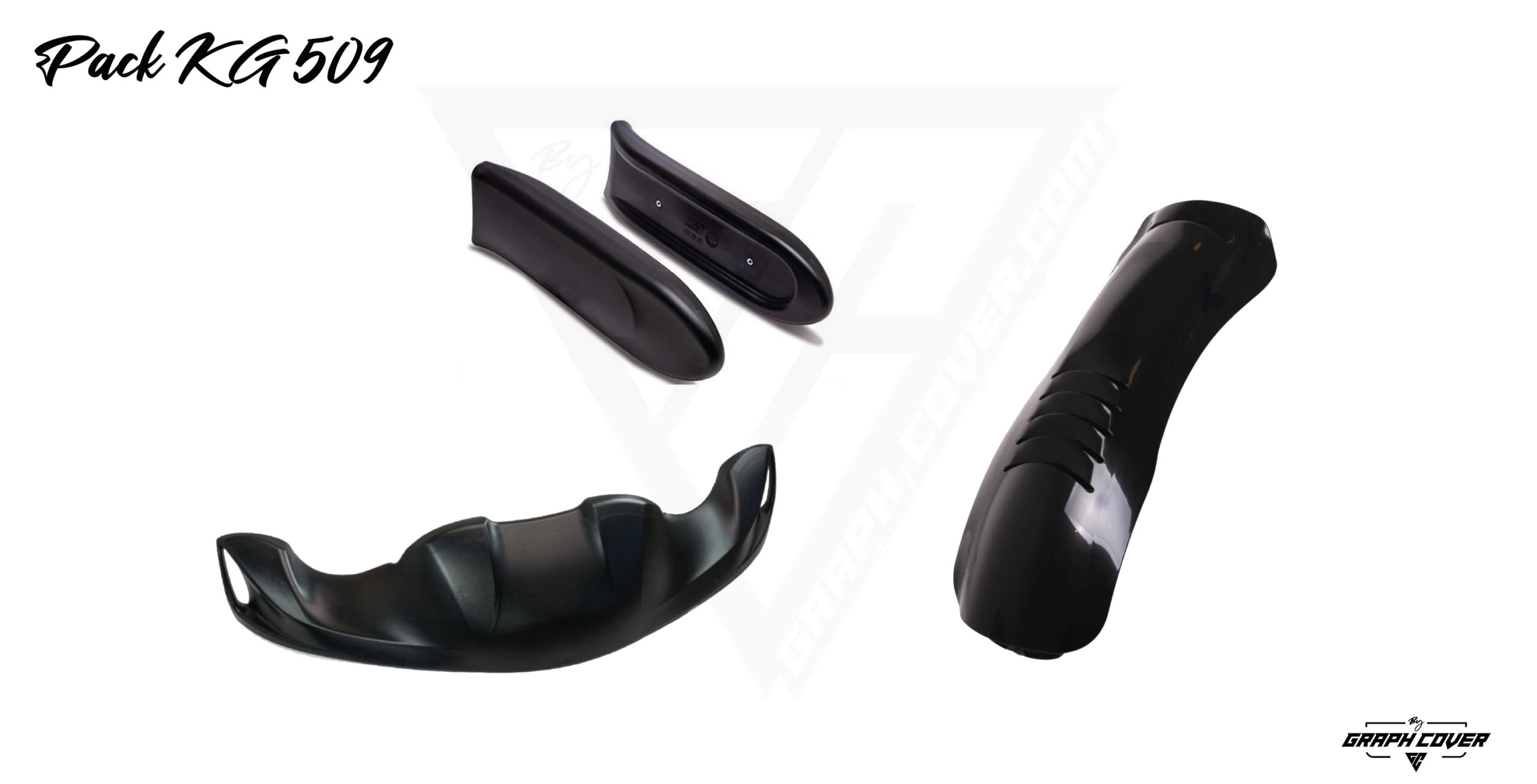 PACKKG509 Découvrez le pack carrosserie KG 509, conçu pour allier aérodynamisme et robustesse. Ce kit comprend : 1 Nassau 509 + 1 Spoiler 509 + 2 Pontons 508