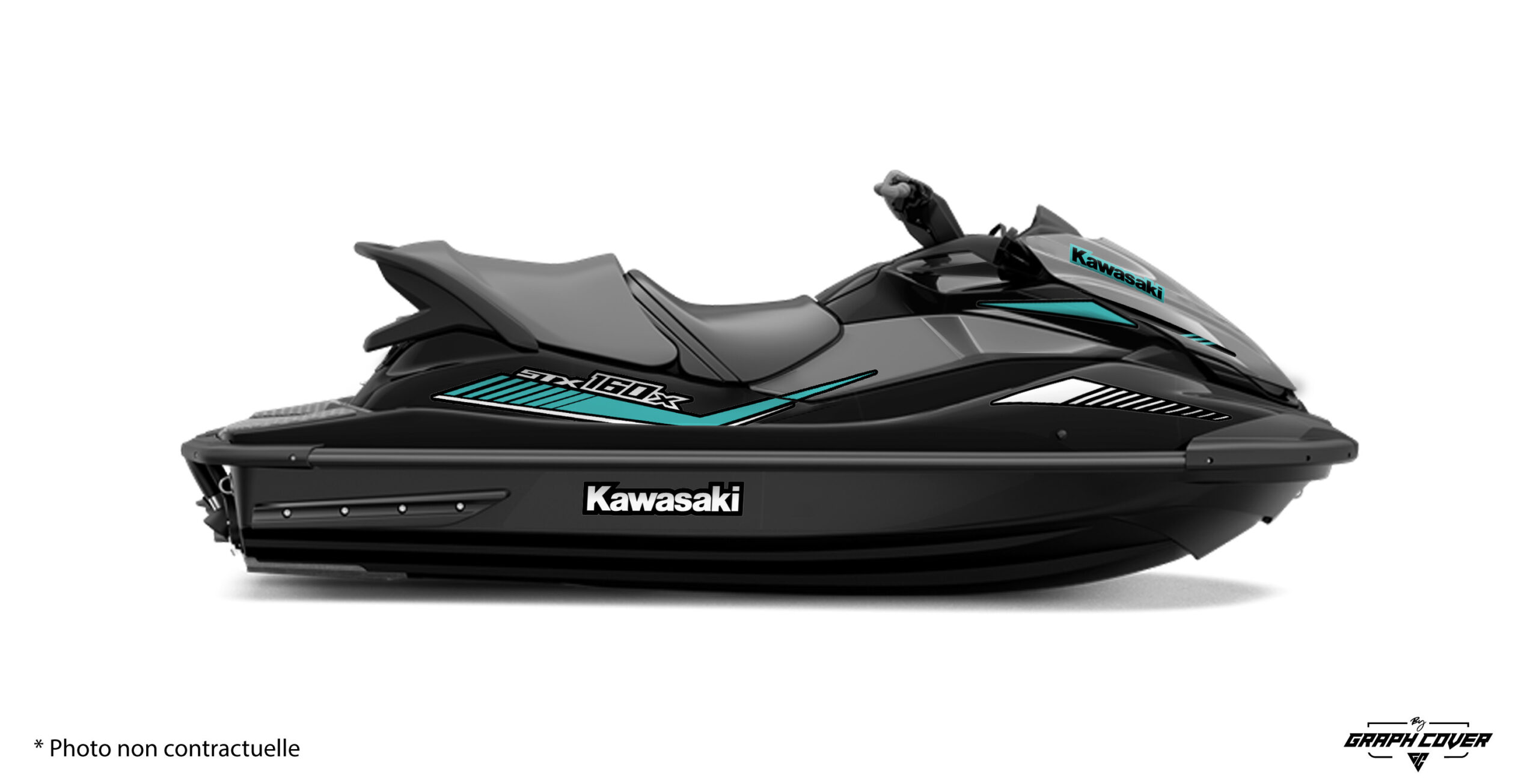 Redonne du style à ton jet ski avec notre kit déco partiel "Peak" pour Kawasaki STX 160. Inspiré des graphismes d'origine.