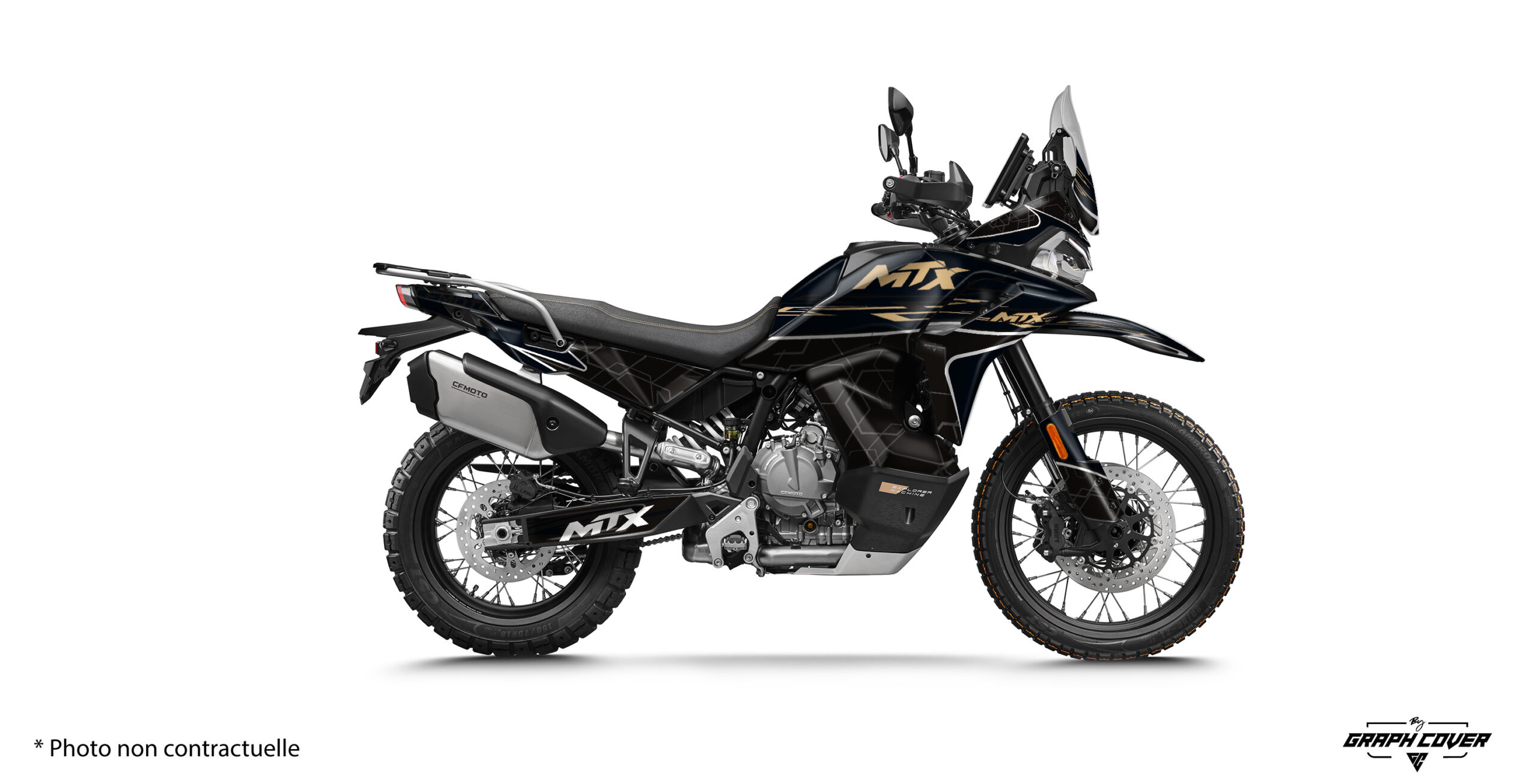 Offrez à votre CF Moto 800 MTX un style affirmé avec notre kit déco CLIMAX, spécialement conçu pour cette machine taillée pour le voyage et l’aventure.