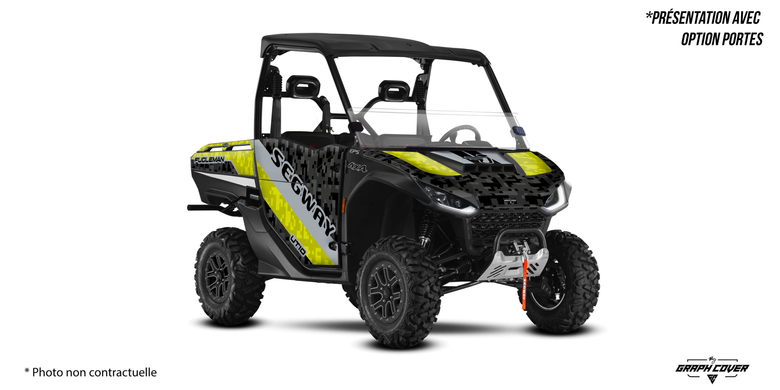 kit-deco-ssv-segway-Fugleman-Holshot-pistache-3D Offrez un style unique à votre machine avec ce kit déco SSV conçu pour le Segway Fugleman. Ce design Holshot allie agressivité visuelle et technicité.