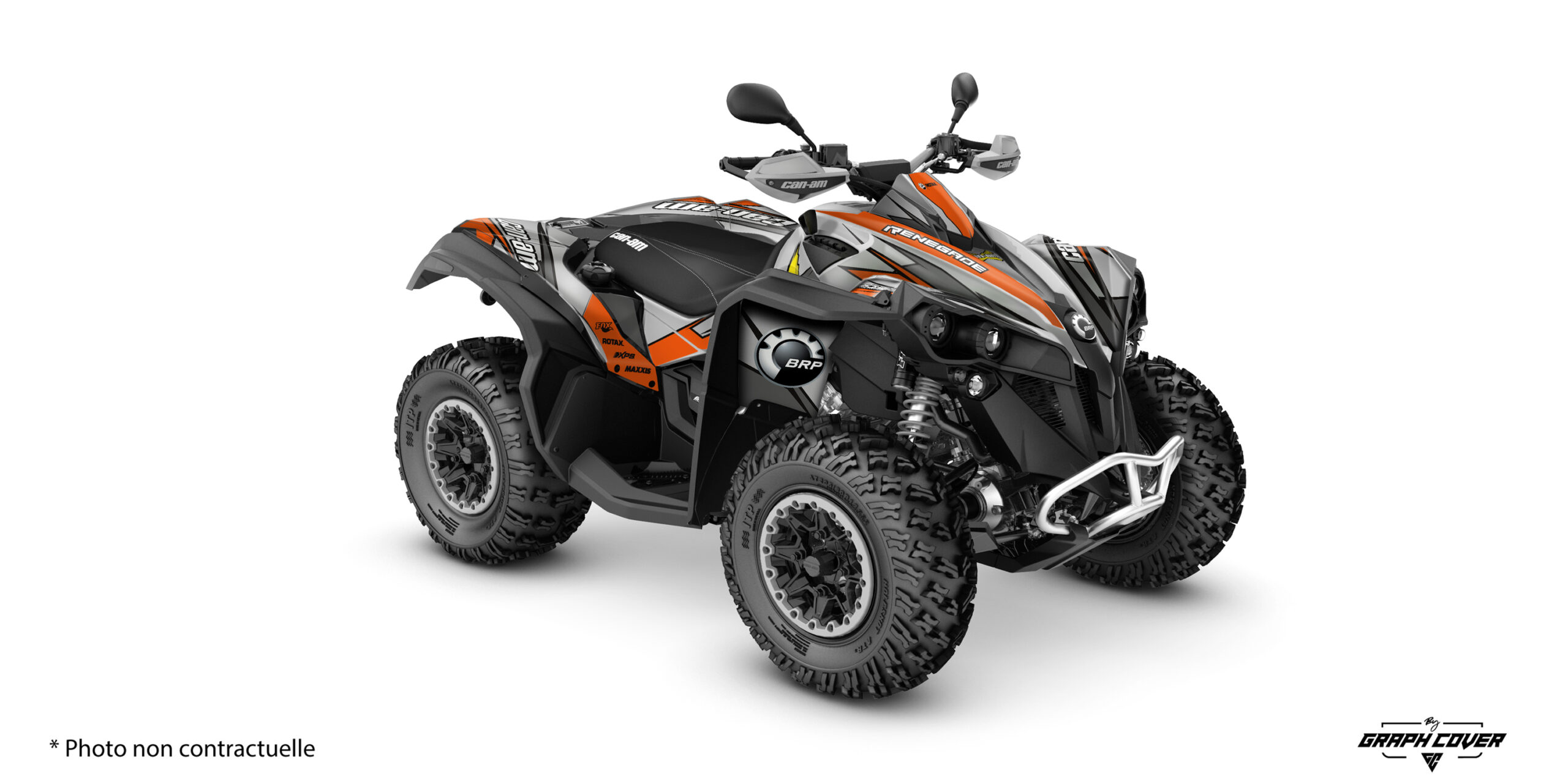 Can-Am-Renegade-_-21+-Razor-Orange-3D Affirmez votre style avec le kit déco Renegade signé Graph Cover. Le design Razor se distingue par ses lignes tranchantes et sa composition graphique ultra-moderne.