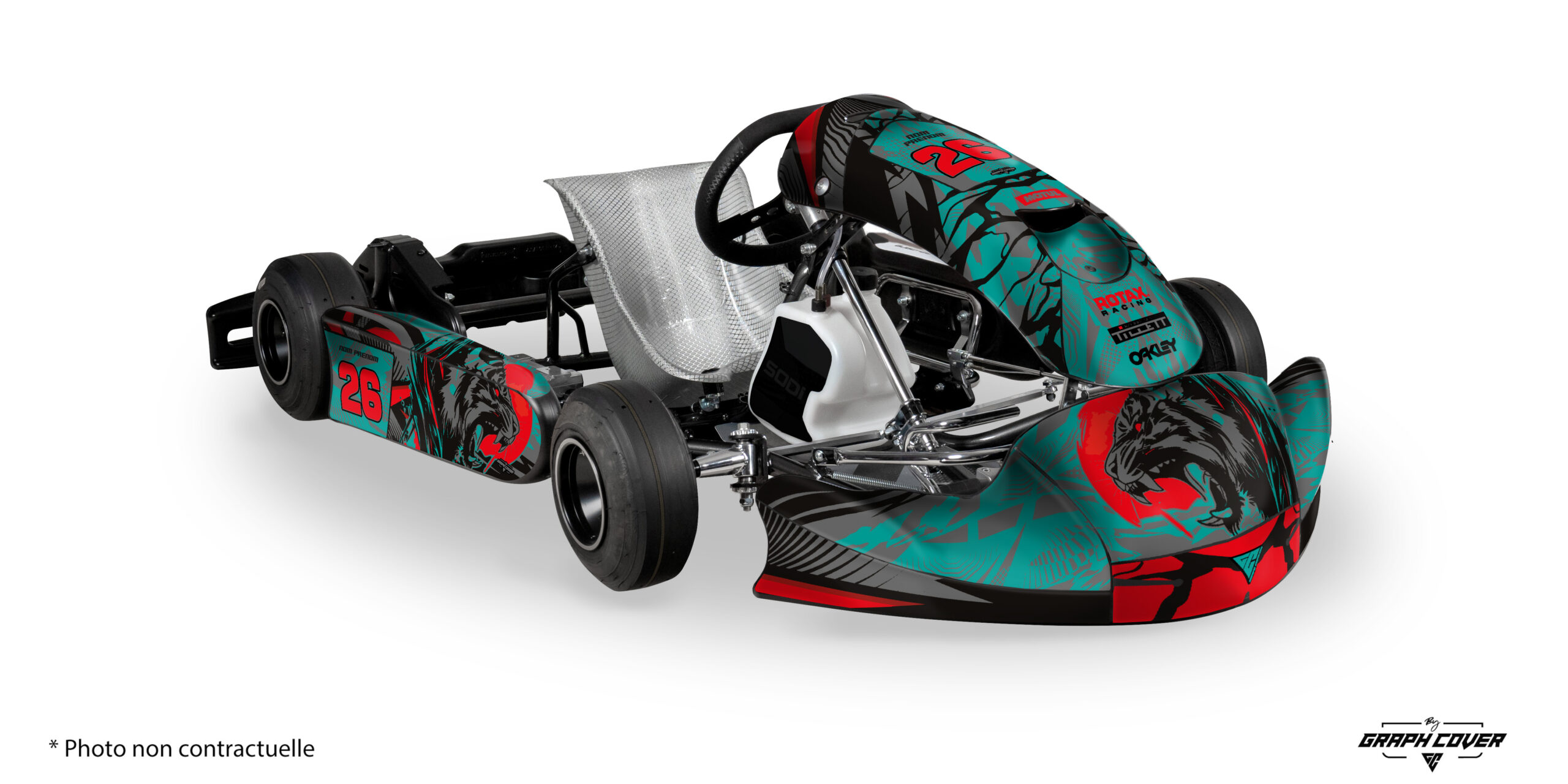 Dominez la piste avec les Stickers karting MK27 – Design Tora, une création signée Graph Cover mêlant puissance visuelle et style audacieux.