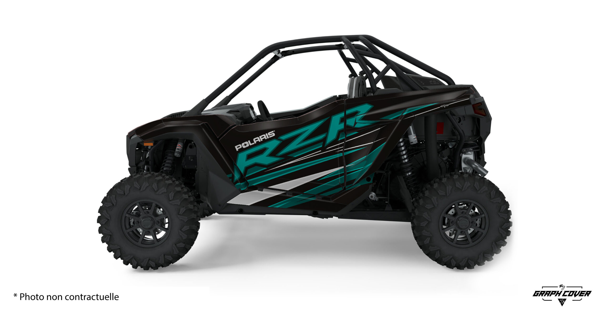 POLARIS-RZR-PRO-S-PRO-R-PRO-XP--25+-Prizm-Turquoise-3D Faites briller votre SSV avec le Stickers Polaris Pro XP – Design Prizm, un kit déco audacieux qui fusionne puissance, vitesse et modernité.