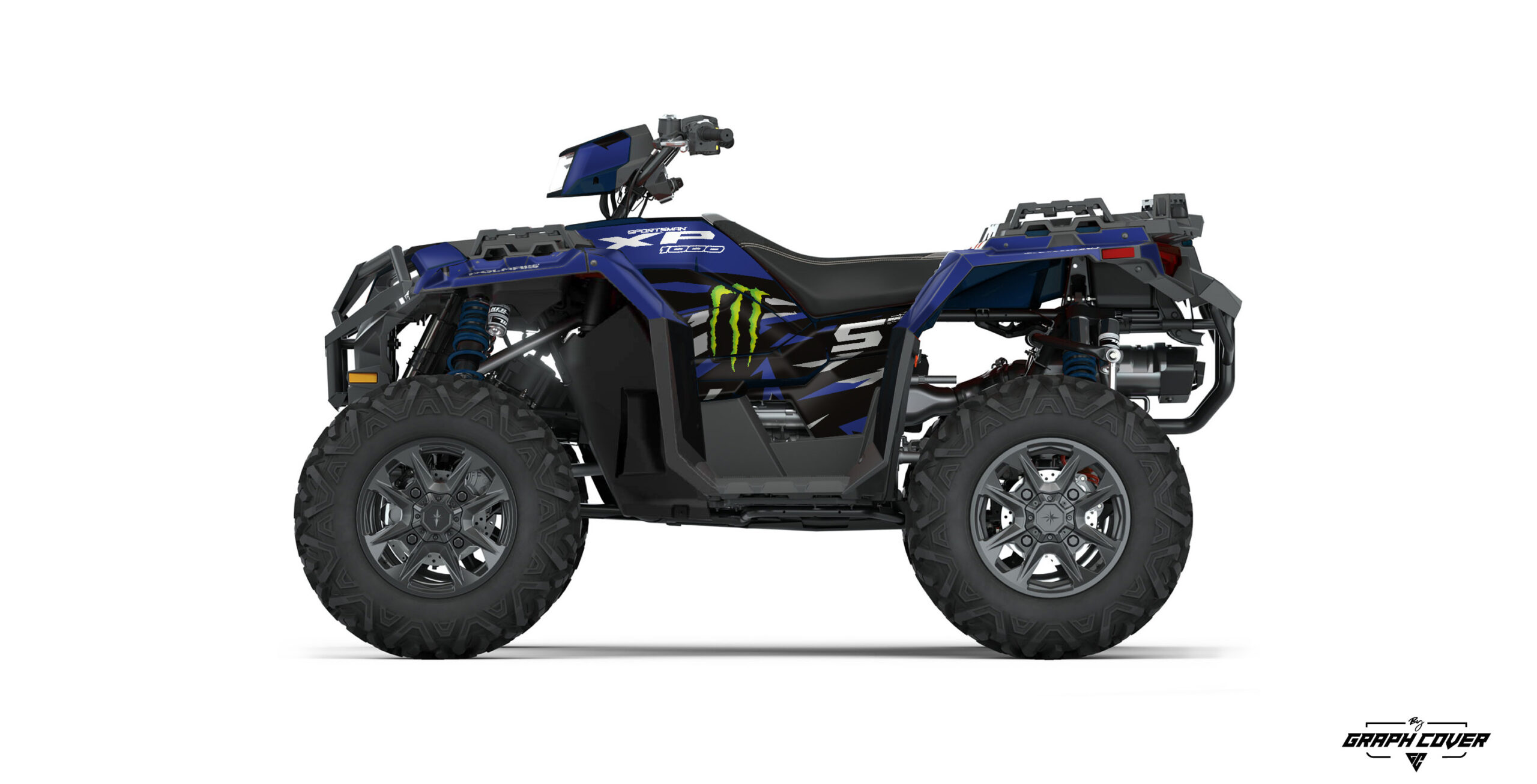Polaris-SPORTSMAN-XP-S-20+-Tory-Bleu-3D Impose ton style sur les pistes avec le Kit déco Sportsman XPS Tory, une création spécialement conçue pour les quads Polaris Sportsman 1000 XP et XPS.