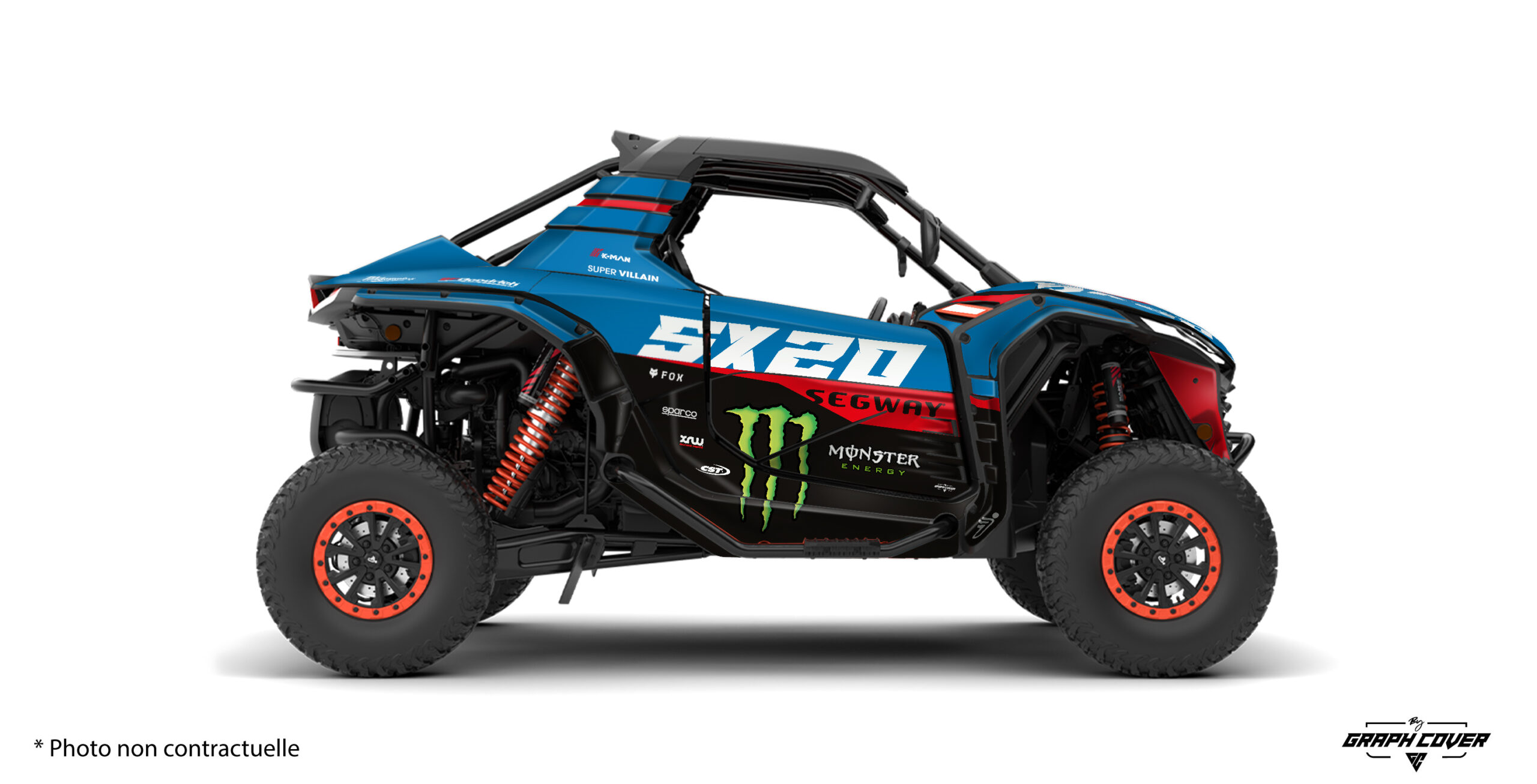 Domine la piste avec le Segway Super Villain SX20 habillé du kit Gridlock. Inspiré des SSV du Dakar, ce kit déco traduit toute l’essence de la competition.