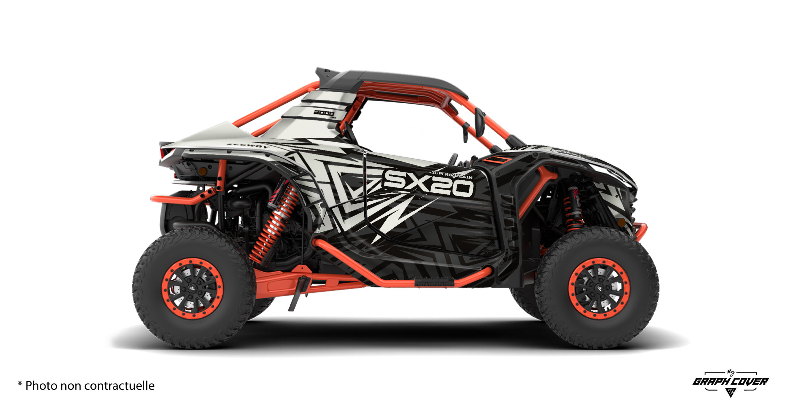 Segway-Super-Villain-25+-Overblast-Gris-3D Le Kit déco SSV Segway Overblast a été conçu pour sublimer le tout dernier Segway Super Villain SX20, avec une identité graphique puissante et racée.