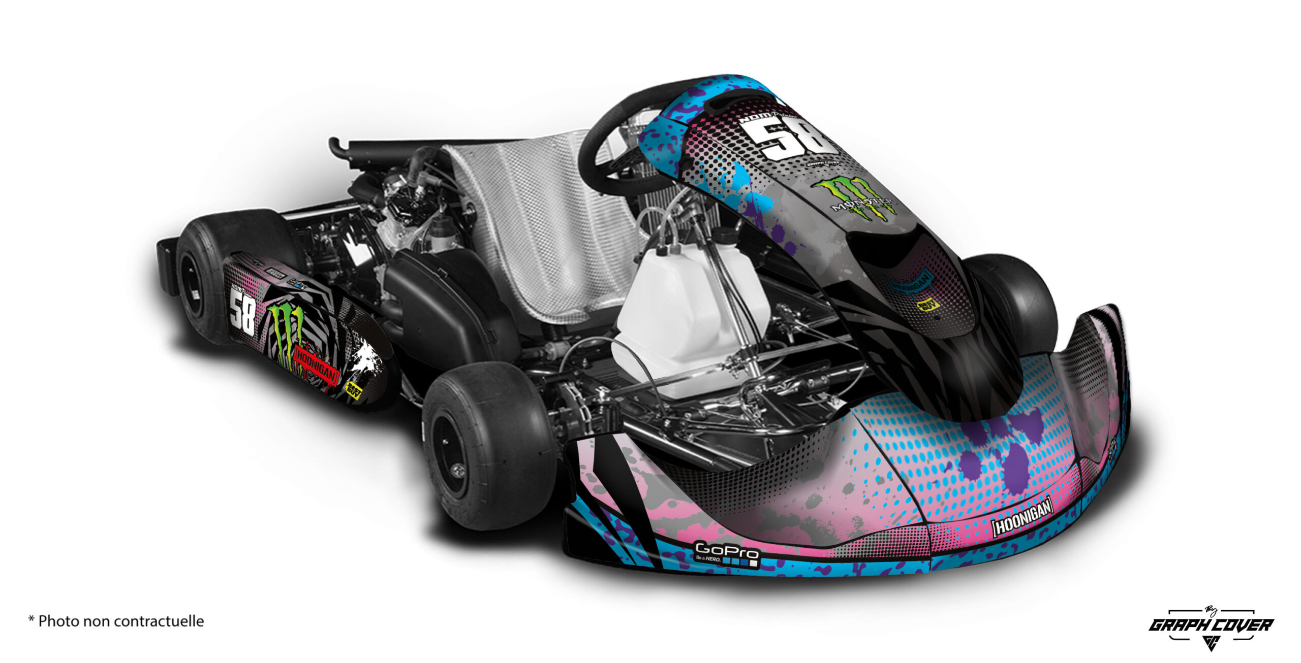 508-Gymkhana_3D Stickers pour KG 508 design Gymkhana par Graph Cover. Style hoonigan, visuel percutant et personnalisation complète pour un kart au caractère affirmé.