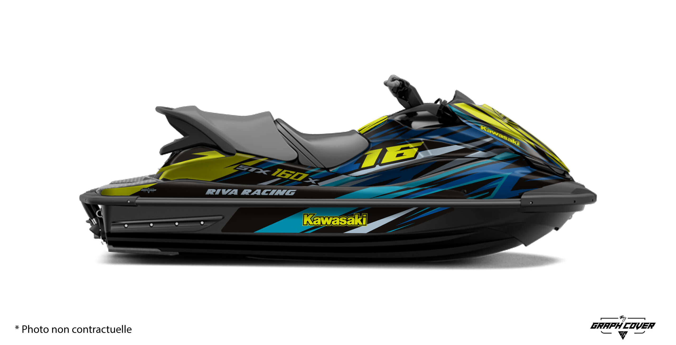Kawasaki-STX-160X-Kairo-Bleu-Pistache-3D Kit déco STX 160 design Kairo pour Kawasaki STX. Style moderne, finitions premium et personnalisation complète pour un jet ski au look dynamique et unique