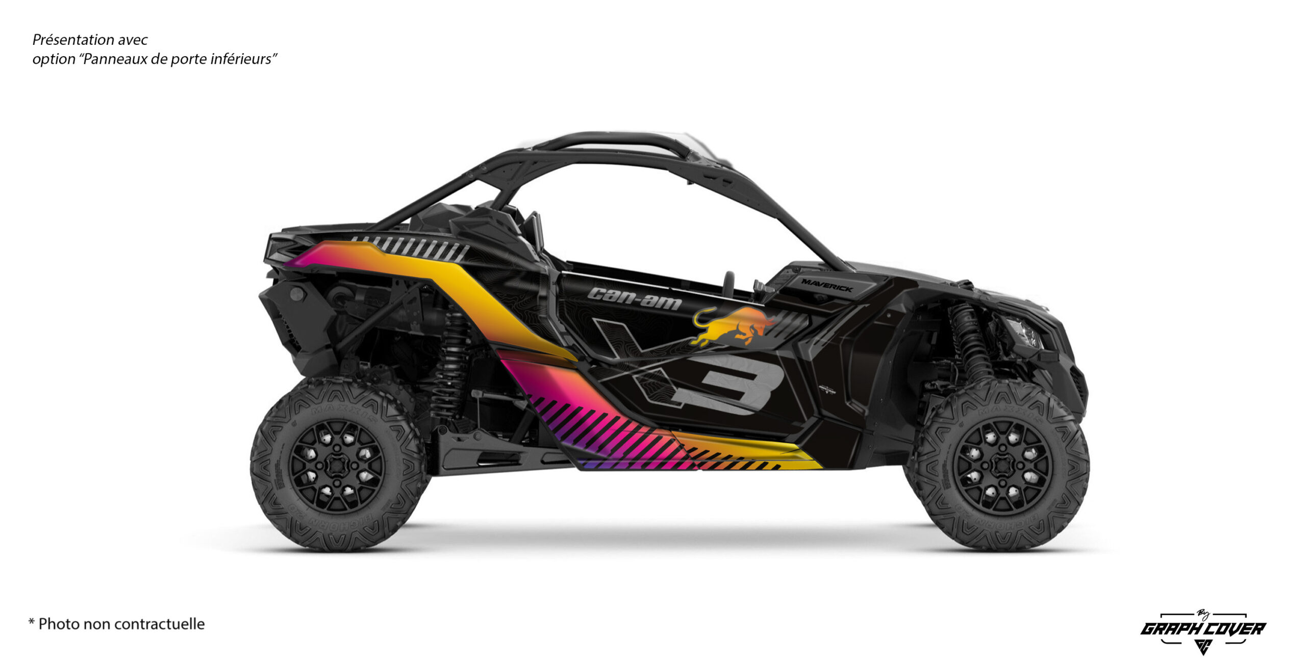 Puissant et audacieux pour marquer les esprits : le Can-Am Maverick X3 – Tyr s’impose comme un kit déco pensé pour les pilotes qui veulent un style fort.