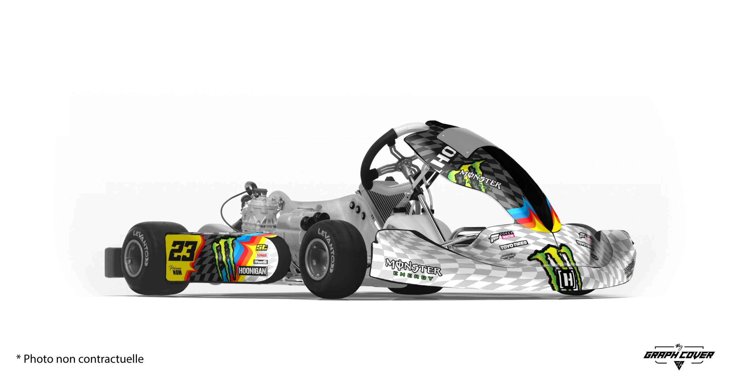 e kit Stickers Karting M10 KB WRC donne au kart OTK M10 une identité forte et immédiatement reconnaissable. Inspiré de l’univers graphique des voitures Hoonigan de Ken Block, le design mise sur des contrastes puissants