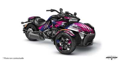 Le Kit déco Spyder F3 Rift transforme votre Can-Am Spyder grâce à un design dynamique. Personnalisez couleurs, logos et finitions pour un style unique.