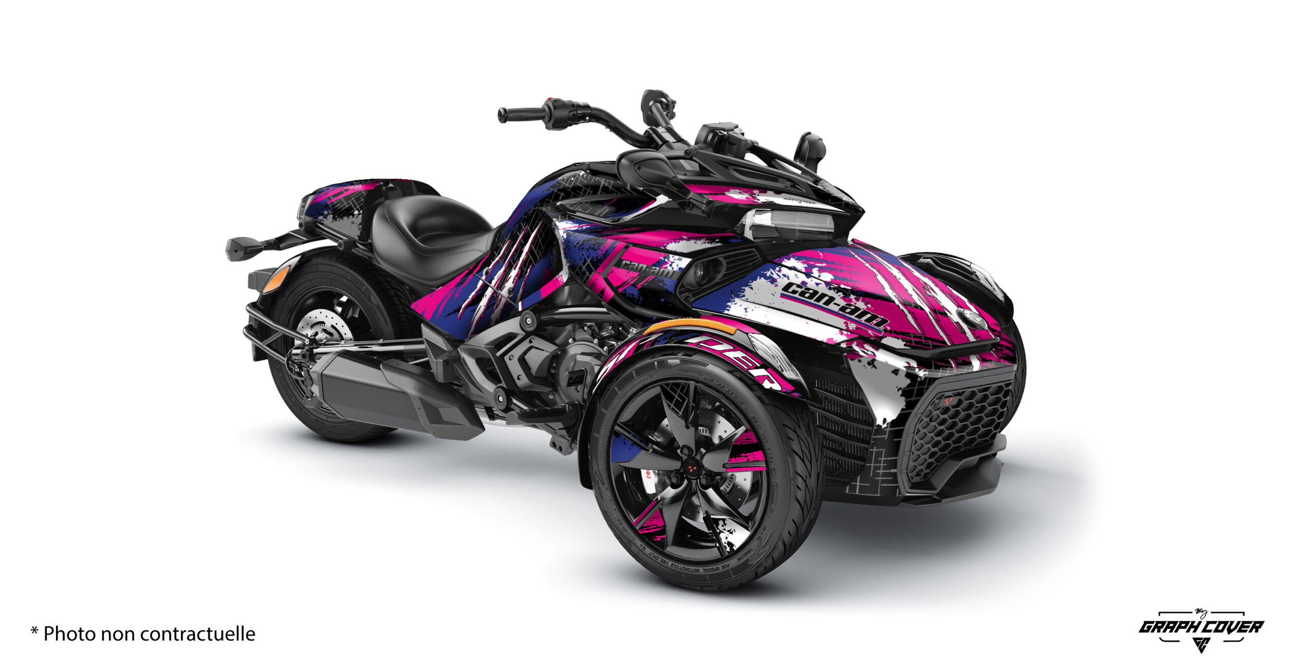 Le Kit déco Spyder F3 Rift transforme votre Can-Am Spyder grâce à un design dynamique. Personnalisez couleurs, logos et finitions pour un style unique.