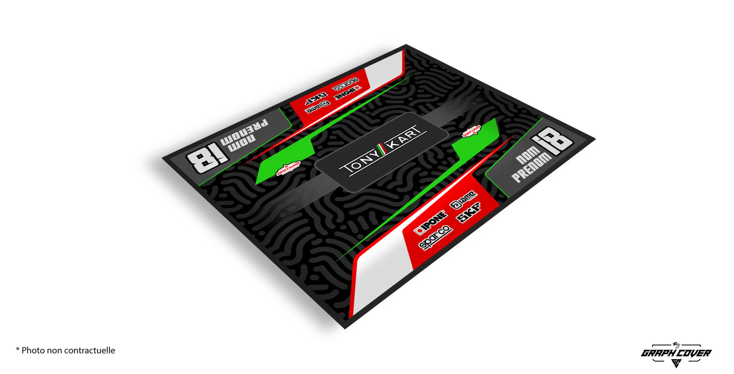 Le Tapis karting Tony kart est la solution idéale pour sécuriser et valoriser ton espace paddock. Il protège efficacement le sol des hydrocarbures.