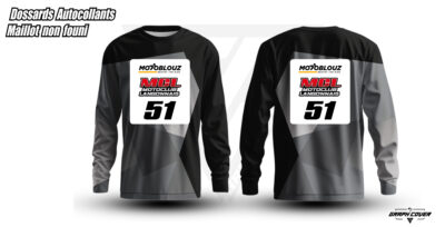 Dossards autocollants CFS vendus par paire, conformes au règlement. À coller sur le maillot, résistants et retirables après la course.