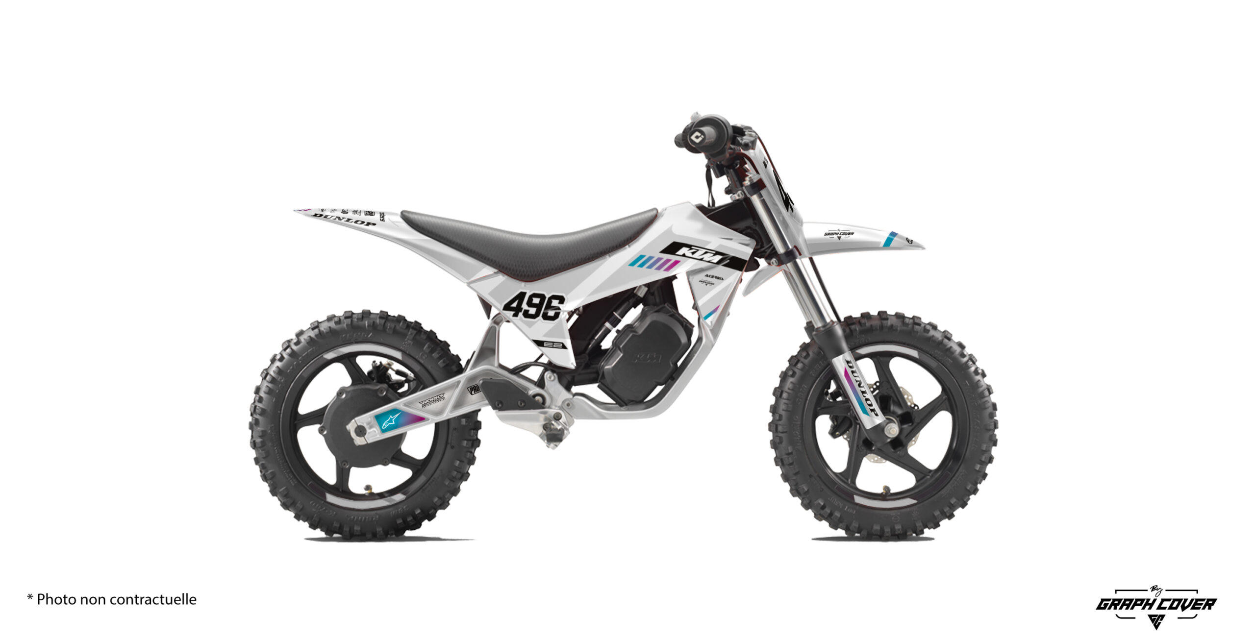 Le Kit déco KTM SX-E 2 au design Kere apporte une identité visuelle forte à la KTM SX-E 2 dès le premier regard. Plusieurs options de personnalisation.