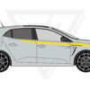 Apportez un style racing à votre Renault avec les autocollants latéraux portes Mégane Pinstripe. Kit personnalisable (couleurs, vinyles, finitions).