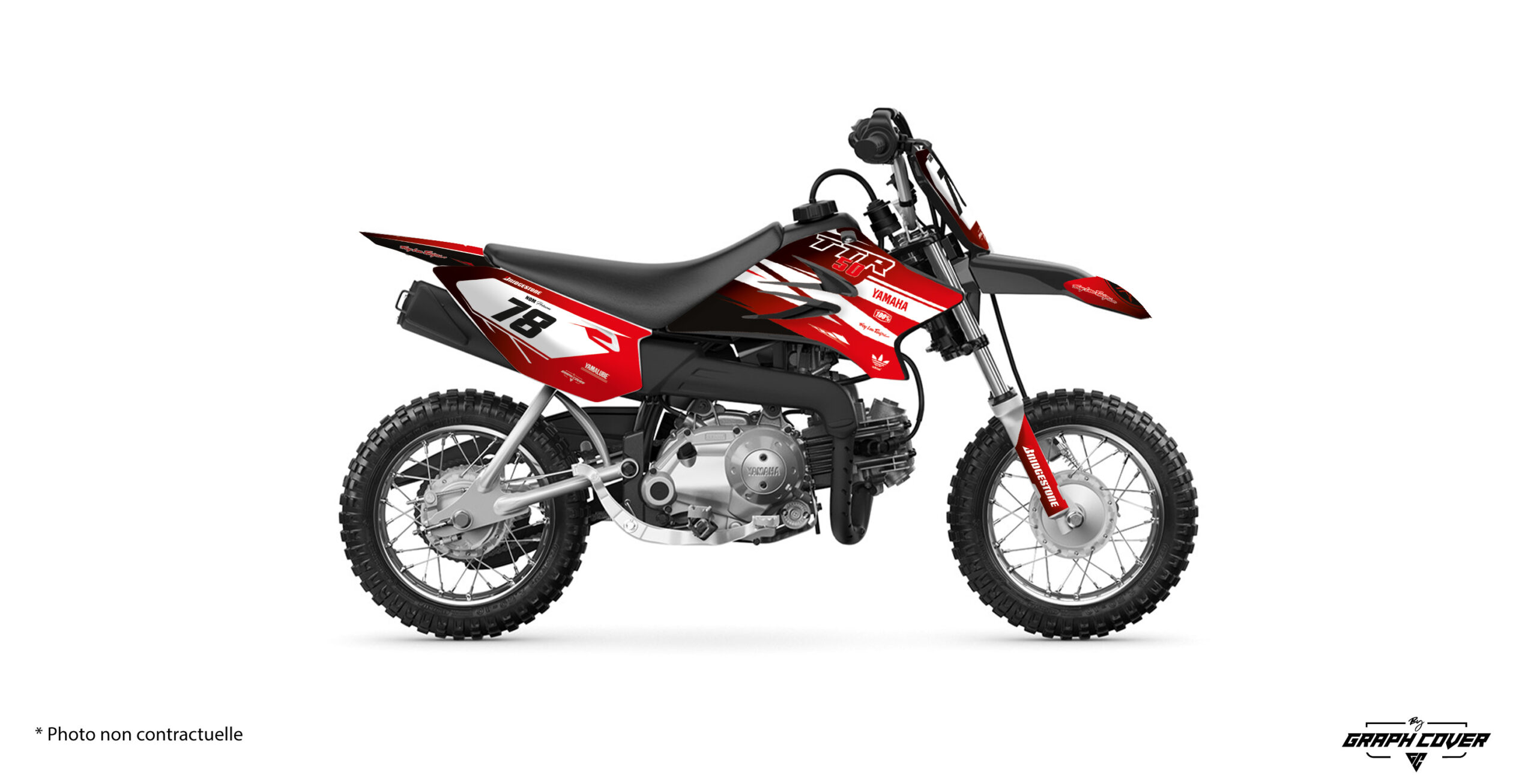 TTR-50---06-à-20-Factory-Rouge-3D Offrez un vrai look racing à votre mini moto avec le Kit déco TTR 50 Factory. Style usine, couleurs dynamiques et kit 100% personnalisable (logos, numéro, noms). Vinyle premium et finition brillante.