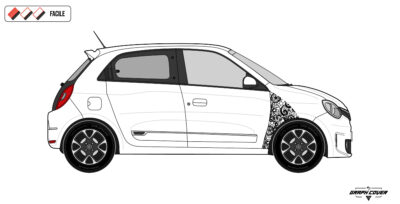 Le Kit stickers ailes Twingo au design Striping Floral apporte une touche graphique élégante et originale à votre Renault Twingo.