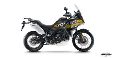 Kit déco Zontes 703F Jakarta : déco trail sportive et moderne, kit personnalisable (couleurs, logos, numéro). Fabrication atelier + expédition rapide.