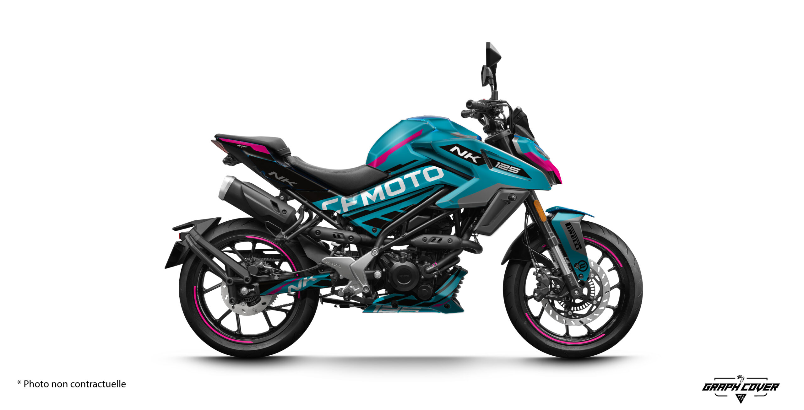 Kit déco CF Moto 125 NK design Reca : style moderne et agressif, personnalisation complète, choix des couleurs, vinyles et finitions pour un look unique.