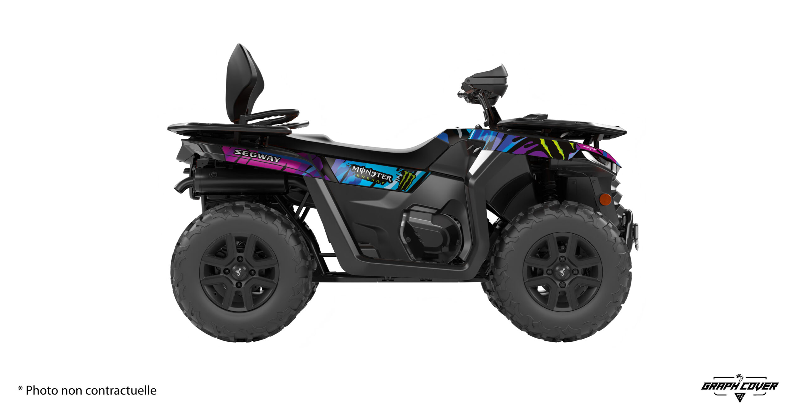 Kit stickers Segway AT5 KB Ara : design graphique agressif pour quad Snarler AT5, avec options de personnalisation et finitions au choix.