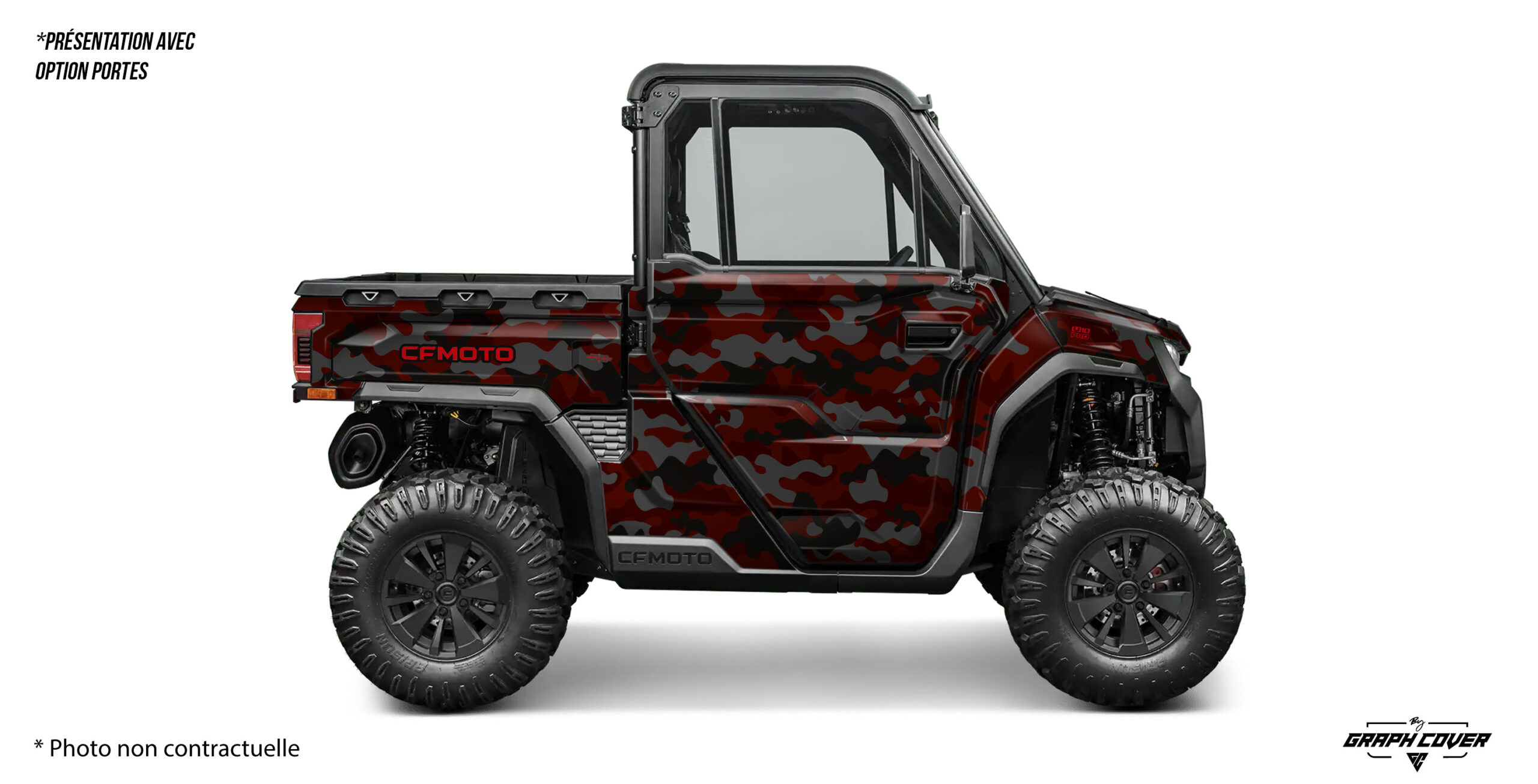 Kit-déco-Cf-Moto-Uforce-1000-Pro--25+-Kamera-rouge-3d Kit déco SSV U10 Pro design Kamera. Version light ou full, camouflage personnalisable, vinyle 100 microns avec finition brillante 340 microns.