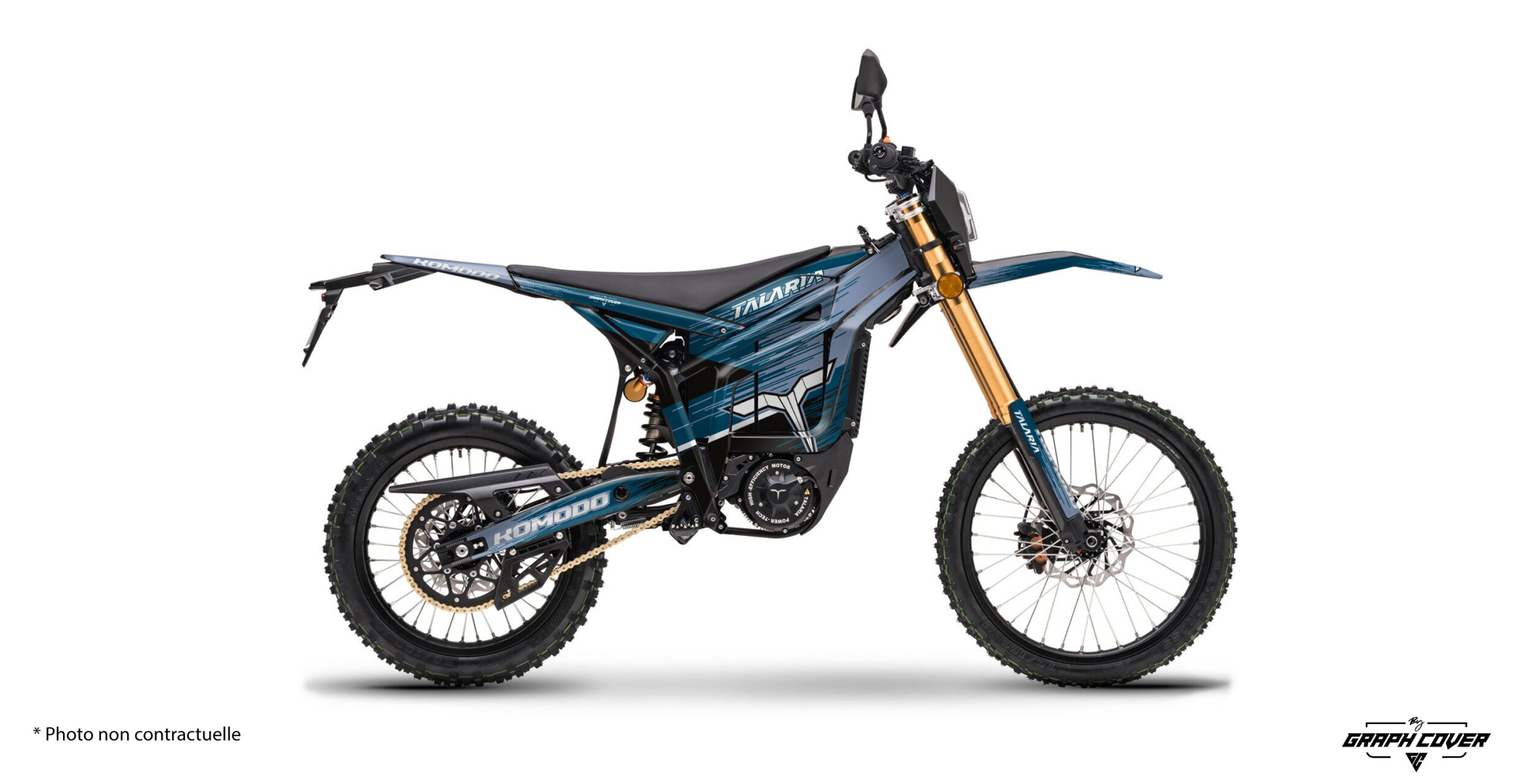Kit Déco Complet Talaria Komodo Cairo : design graphique moderne, personnalisation sur mesure et rendu durable pour votre moto électrique.