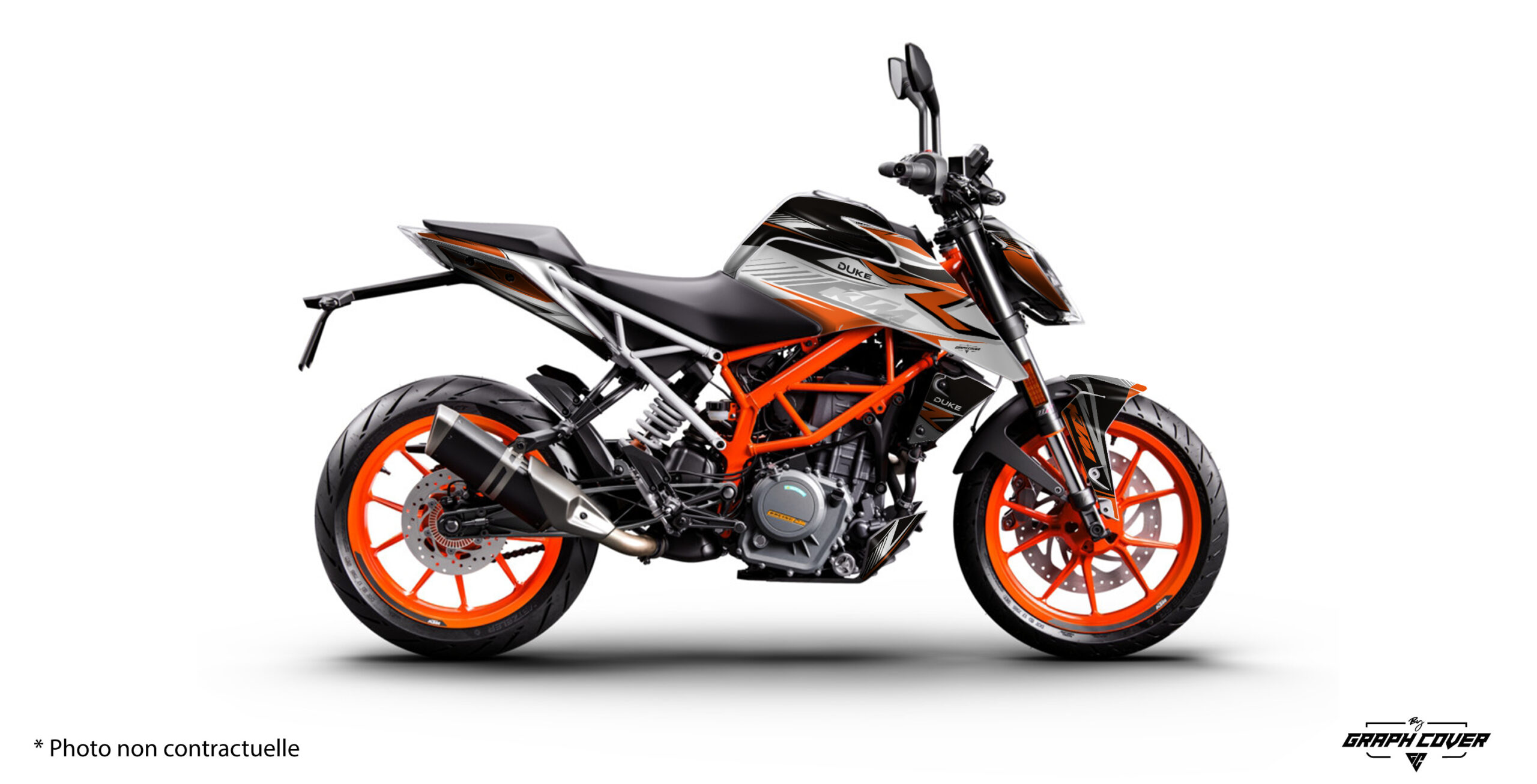 Kit déco KTM 390 Duke Ready : design racing, personnalisable et résistant pour donner un style moderne et agressif à votre moto.