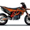 Kit déco KTM SMC690 R Strada : design street racing moderne, personnalisable et résistant pour transformer votre supermotard avec style et précision.