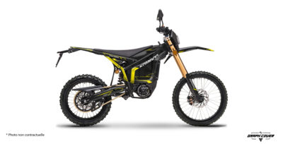 Kit d'autocollants Talaria Komodo Jakarta avec design racing noir et graphique, personnalisation complète et finitions premium pour moto électrique Talaria.