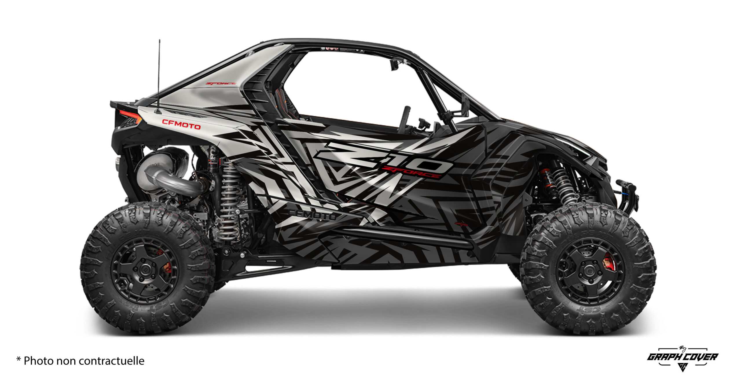 Kit déco Z10 Cfmoto Overblast pour CF Moto ZForce Z10. Design racing agressif, version light ou full, personnalisation complète et finitions premium.