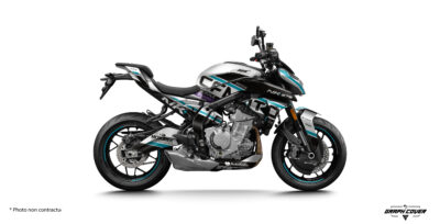Kit d'autocollants 675 NK GP3 pour CF Moto 675 NK. Disponible en version Light ou Full, personnalisable avec nom, numéro, couleurs, logos et finitions premium.