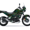 Kit déco KLE500 Kawasaki Zikzak au style géométrique racing. Disponible en version Light ou Full, personnalisable avec nom, numéro, couleurs et logos. Fabrication française haute qualité.