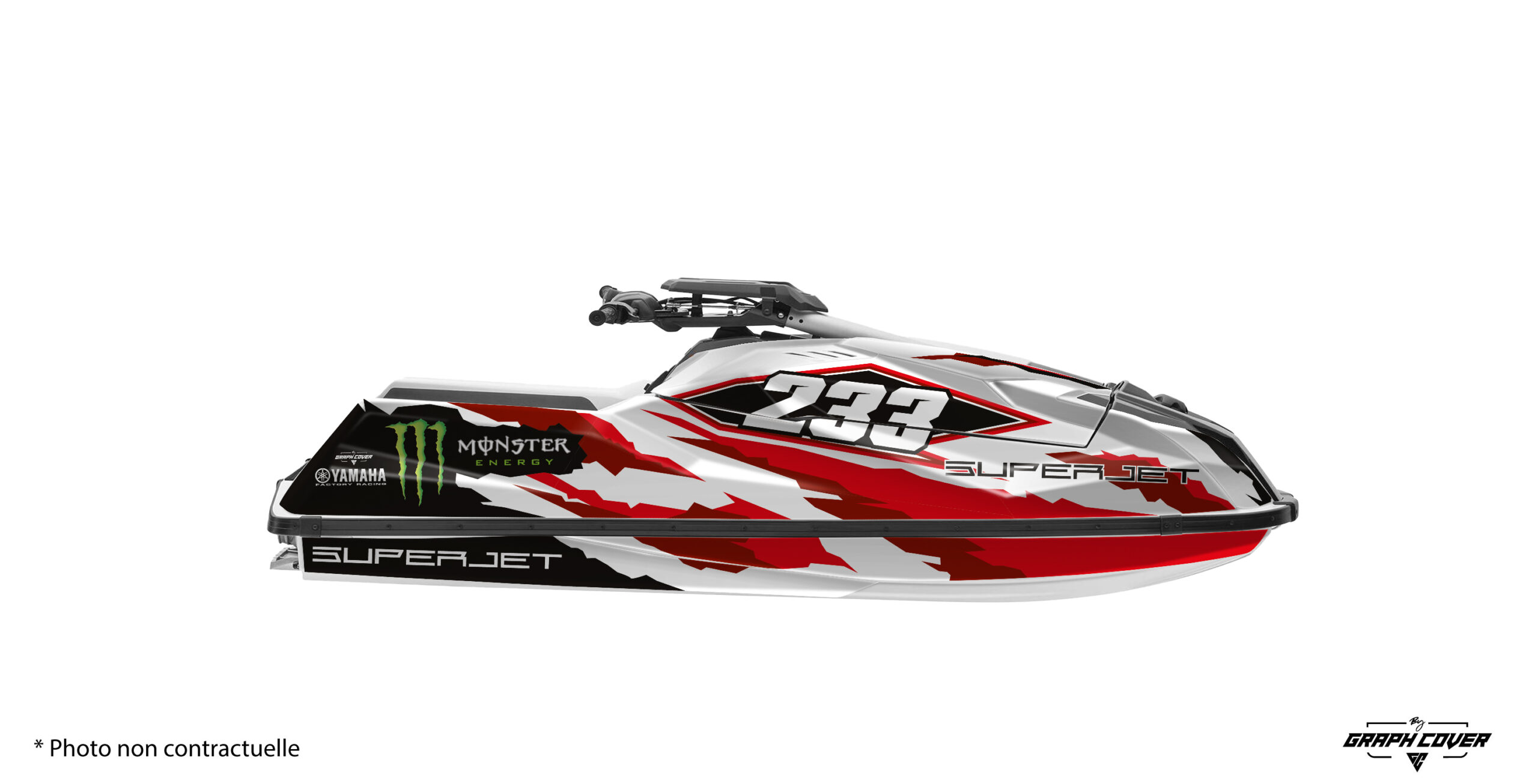 Kit déco Yamaha Superjet design Revival. Décoration racing personnalisable, fabrication française, finition premium et nombreuses options disponibles.