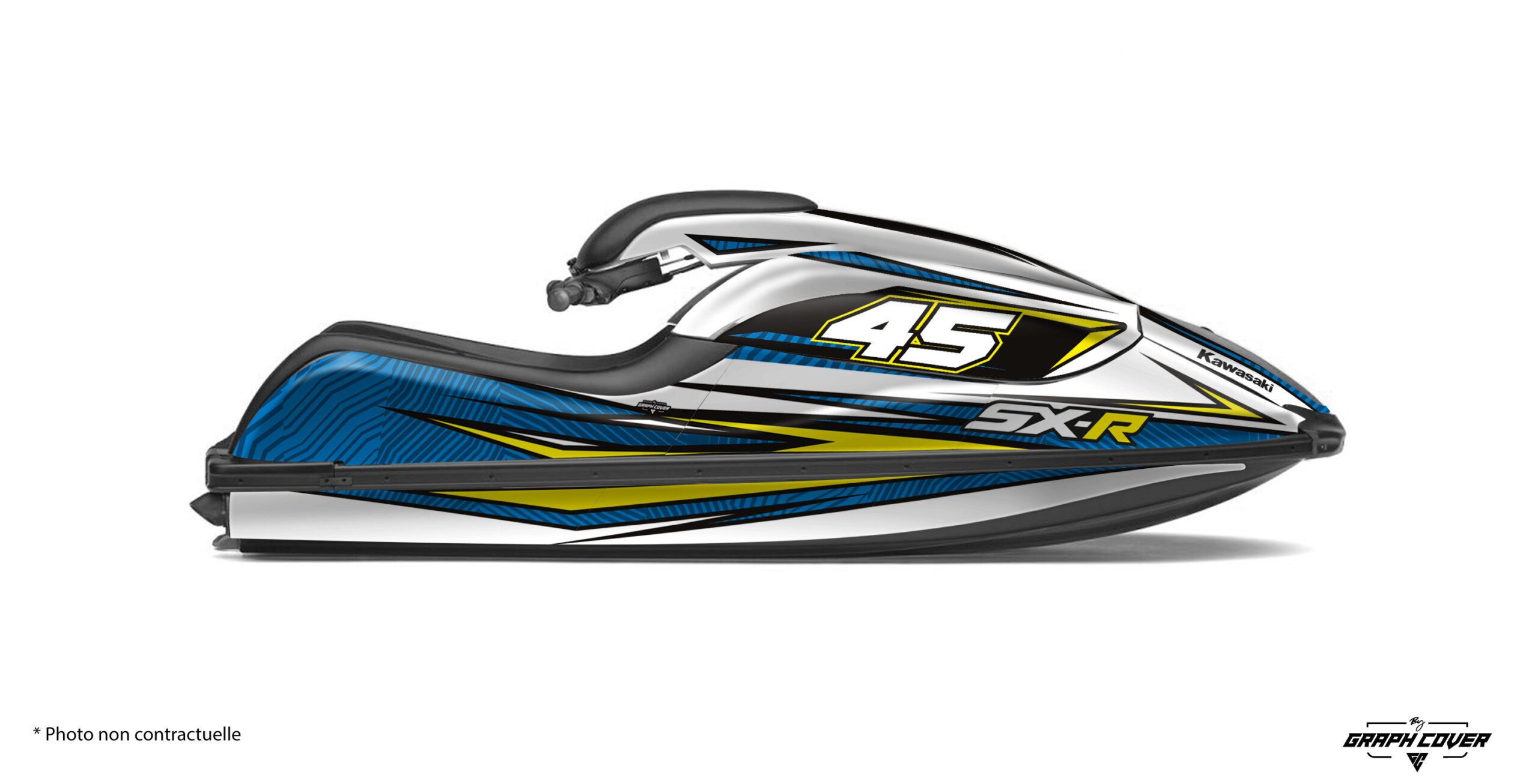 Kit déco SX-R 800 Space fabriqué en France. Personnalisez votre Kawasaki avec un vinyle premium haute résistance et de nombreuses options.