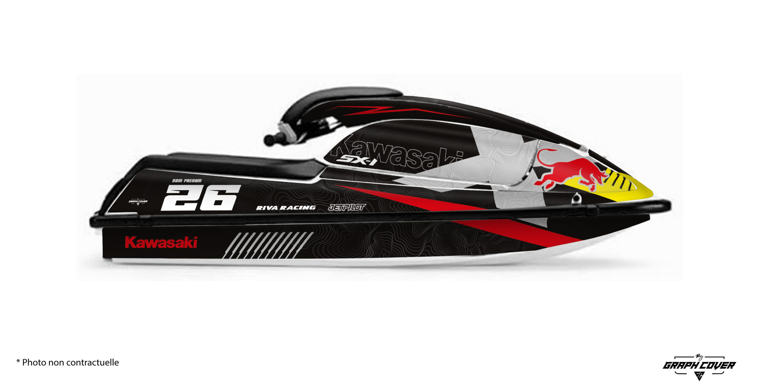 Kit-déco-Kawasaki-SXi-750---92-à-98-Tyr-rouge-3D Kit déco Kawasaki SXI 750 avec le design Tyr : transformez votre jet ski grâce à un kit déco premium fabriqué en France et personnalisable