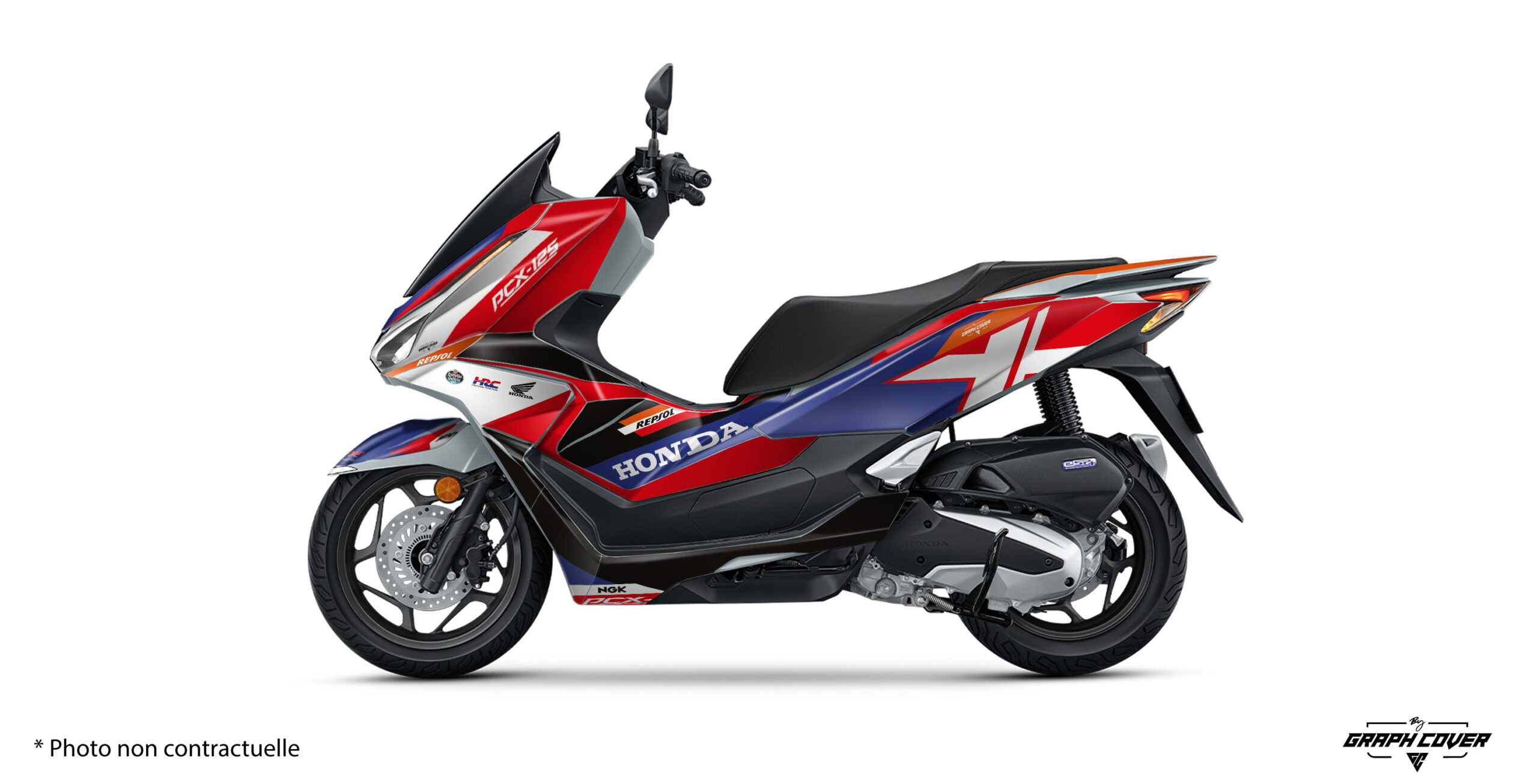 Kit déco Honda PCX 125 Factory personnalisable, disponible en Light ou Full. Vinyle renforcé et fabrication sur mesure dans nos ateliers en France.