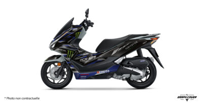 Kit déco PCX 125 Tory au style racing, personnalisable en couleurs et logos. Versions Light ou Full et fabrication sur mesure en France.