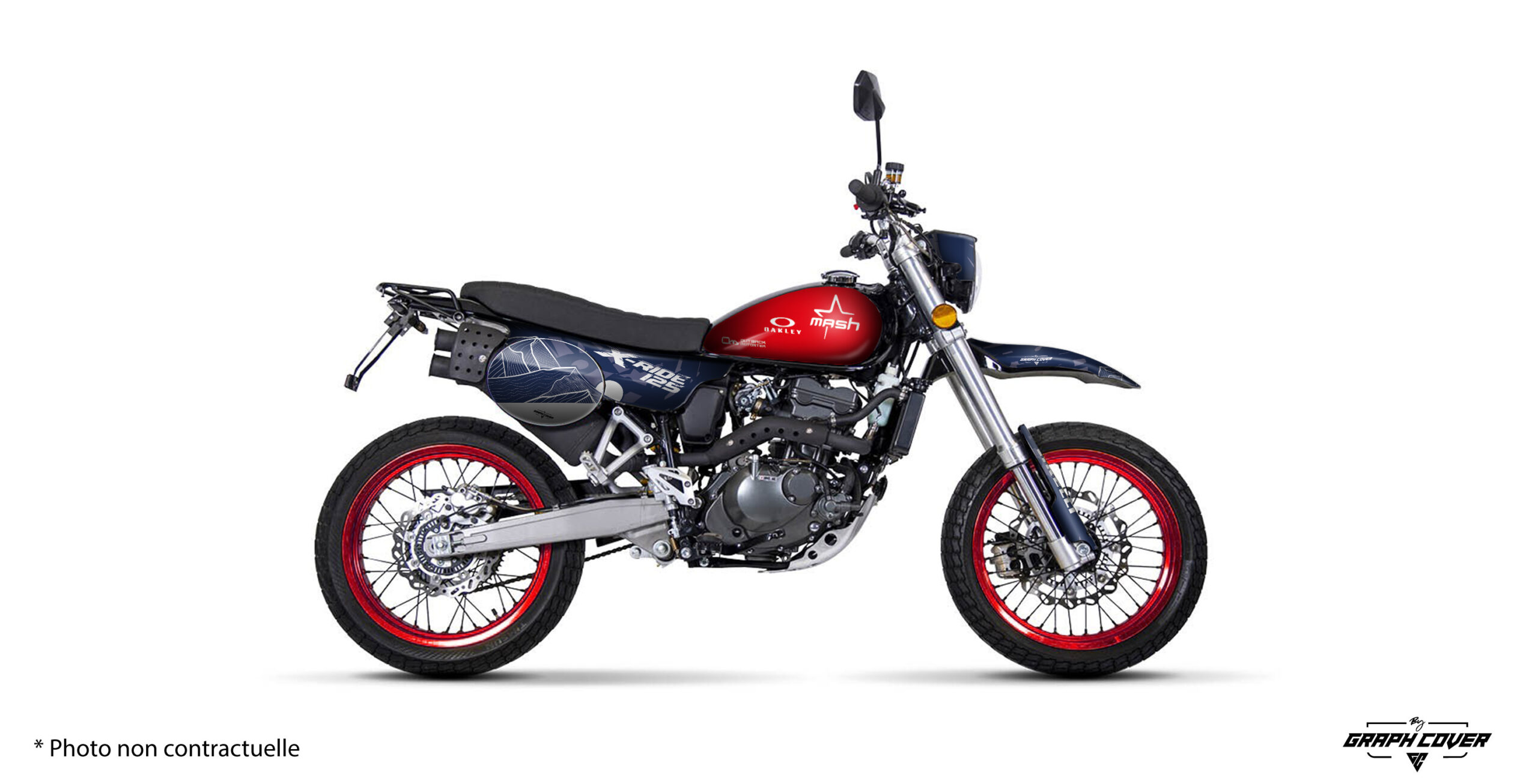 Stickers Mash X-Ride 125 Sandstorm bleu marine et rouge – Graph Cover