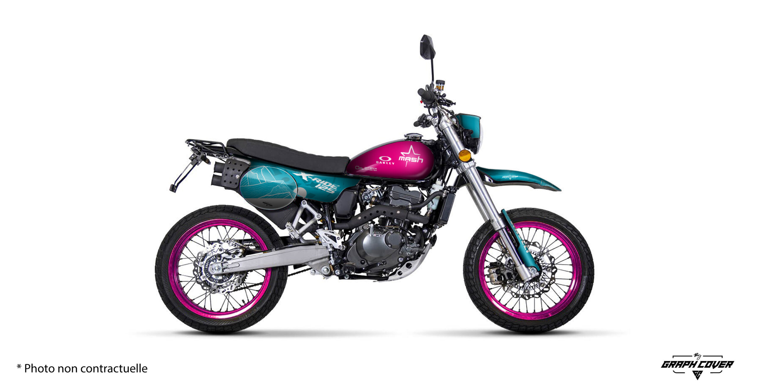 Stickers Mash X-Ride 125 Sandstorm turquoise et rose – Kit déco moto