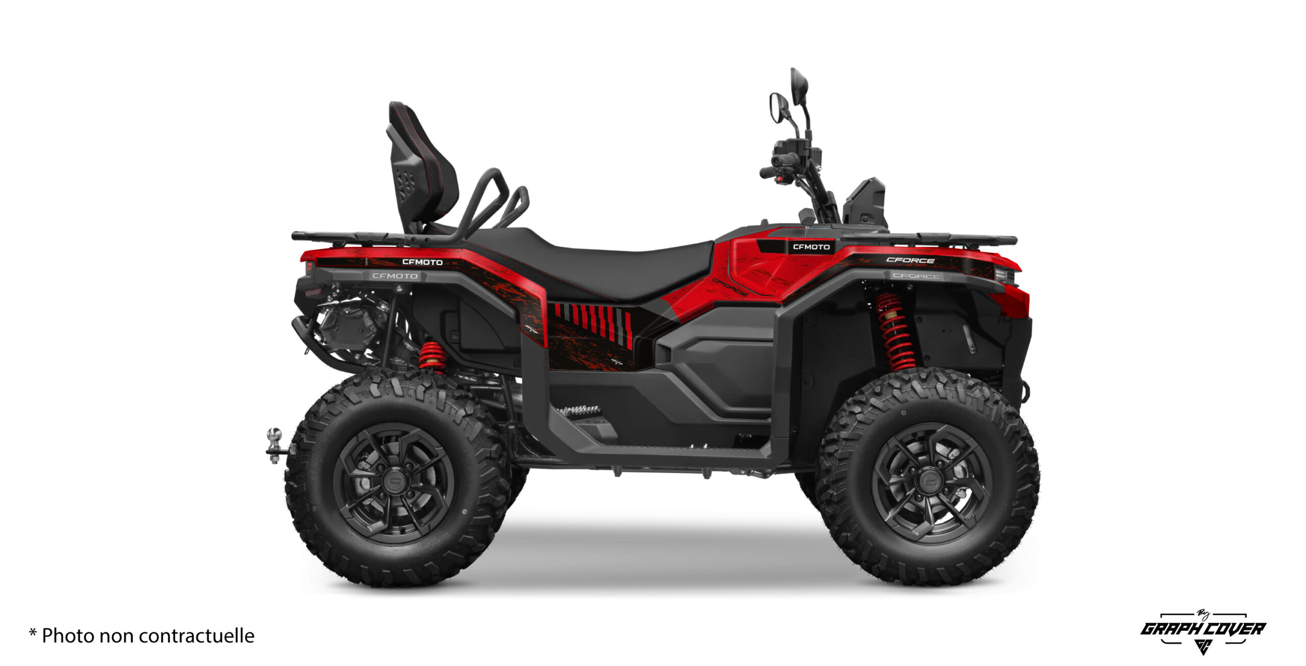 Kit déco Quad C5 Serrat pour CF Moto C5 et C4 : design sportif personnalisable, vinyle haute résistance et fabrication sur mesure en France.